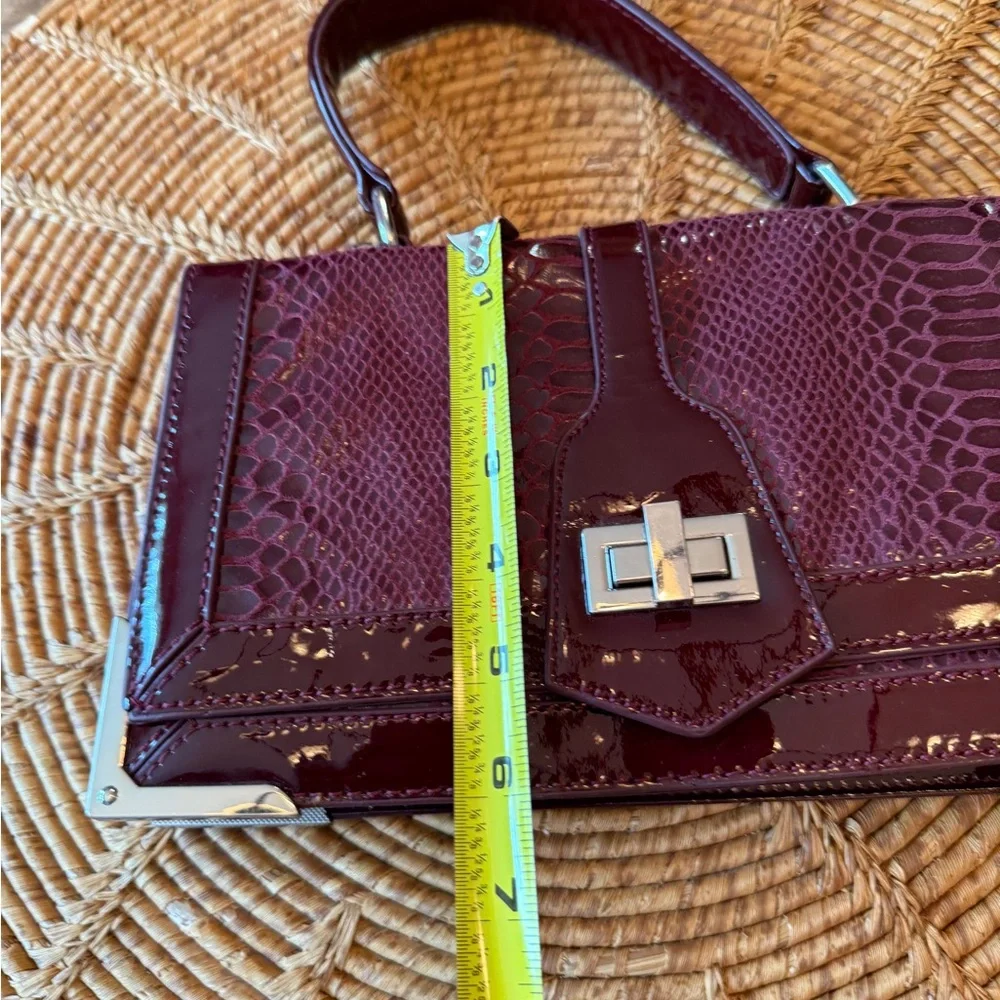 White House Black Market Snake Pattern Mixed Material Burgundy Shoulder/Handbag